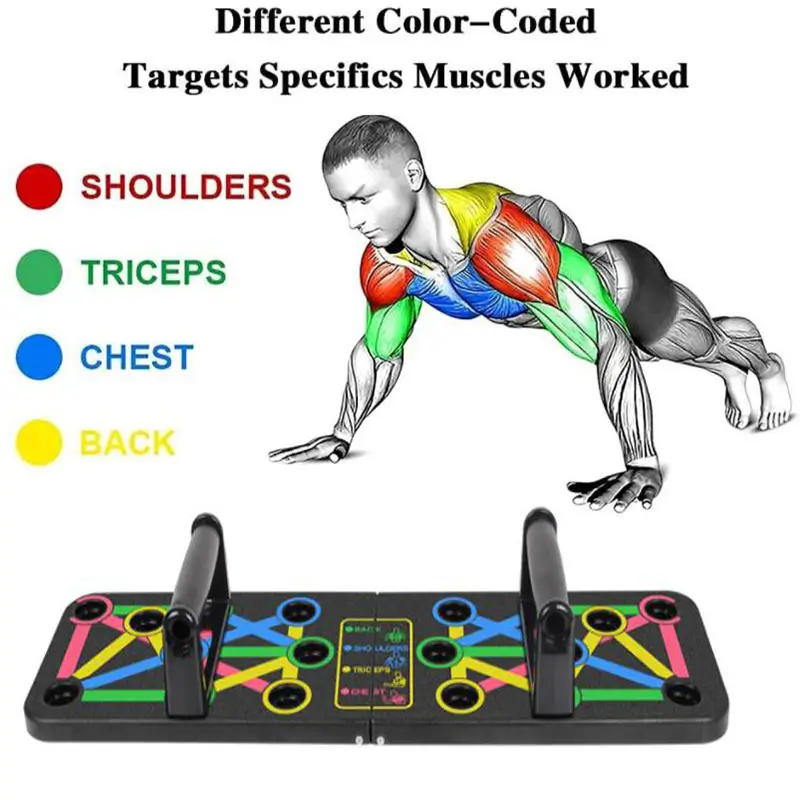 Portable Folding Push Up Stands Exercise Equipment- Multicolor