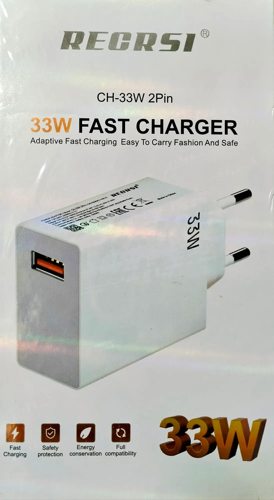 REGRSI Fast charger with Type C USB Cable 33W