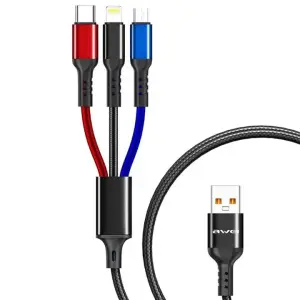 Fast Charging data cable- Metal Braid 3 in 1