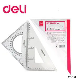 Metric Ruler Deli Transparent Plastic Set Square- 28cm (6430)