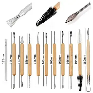 Clay Ceramic & Sculpture/ Clay Tool/ Pottery Tools Set Wood Handle & Steel Finish Art & Craft- 11piece
