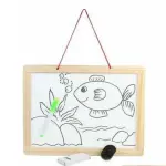 White-Board and Black Slate Double Sided Wooden Magnetic- 31 x 20cm