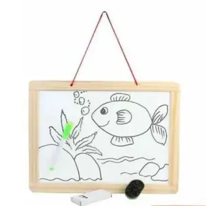 White-Board and Black Slate Double Sided Wooden Magnetic- 31 x 20cm