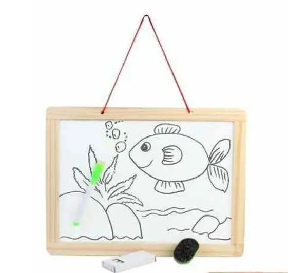 White-Board and Black Slate Double Sided Wooden Magnetic- 31 x 20cm