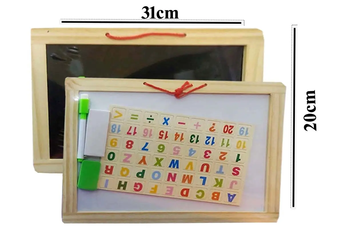 White-Board and Black Slate Double Sided Wooden Magnetic- 31 x 20cm