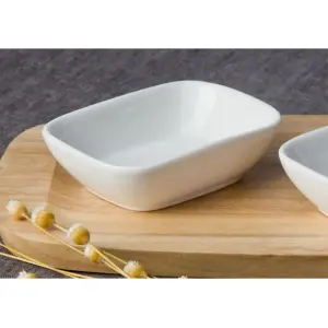 Ceremic white serving dishes rectangle Dessert/ Sushi sauce porcelain baking dish- 4inch