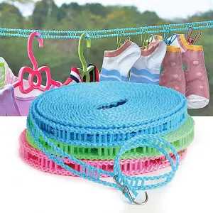 Multifunction Antiwind Rope/ Anti Slip Clothes line/ Cloth Hanging Rope With hanger- 16 feet