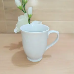 White embossed porcelain cute mugs, ceramic funny mugs christmas gift- 300ml
