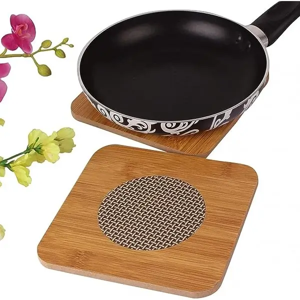 Square Shape Heating Insulation/ Resistant Natural Bamboo Wooden Coaster Heat Pad