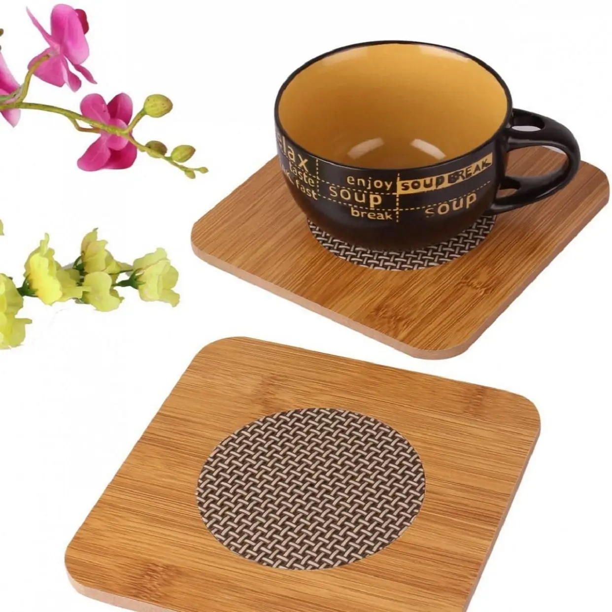 Square Shape Heating Insulation/ Resistant Natural Bamboo Wooden Coaster Heat Pad