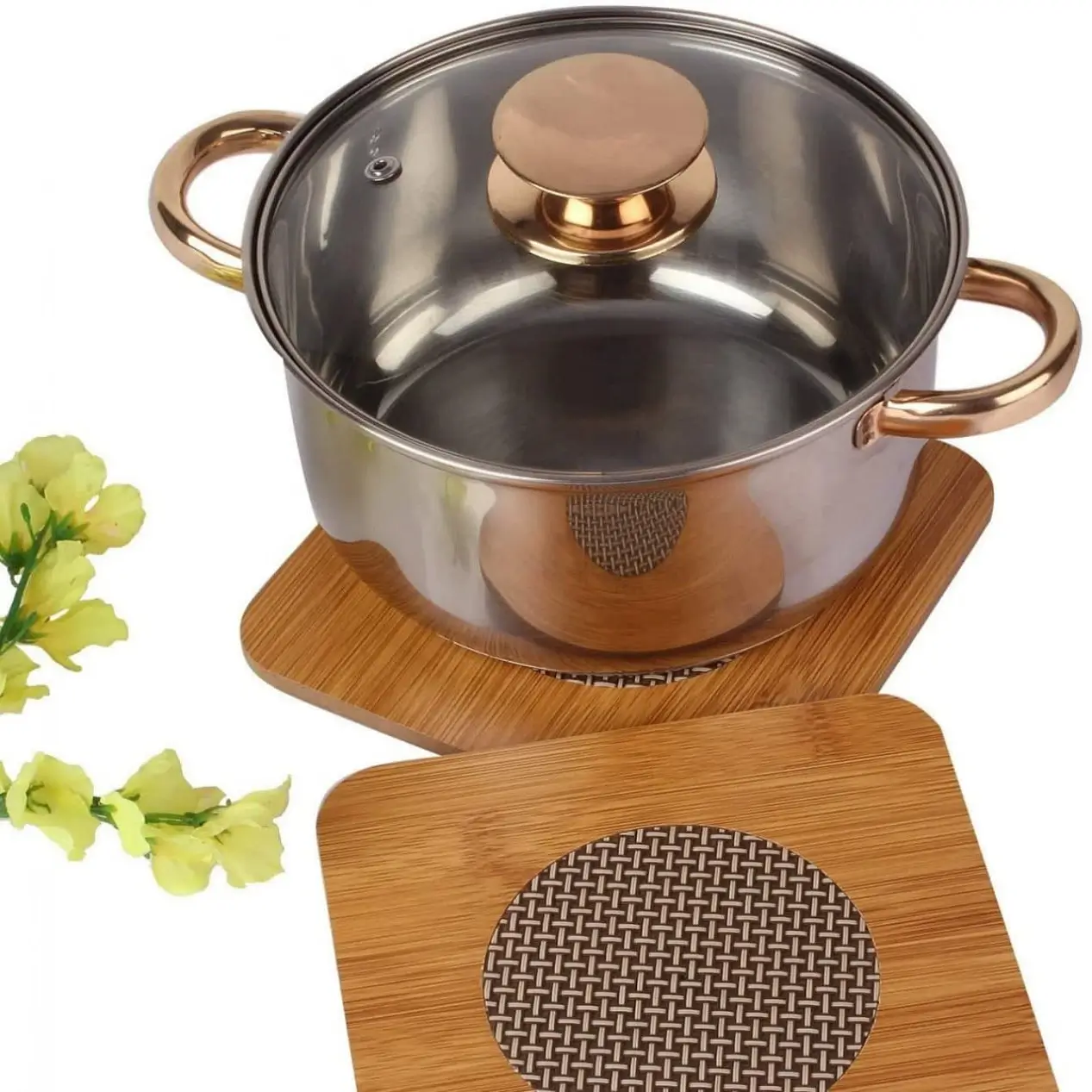 Square Shape Heating Insulation/ Resistant Natural Bamboo Wooden Coaster Heat Pad