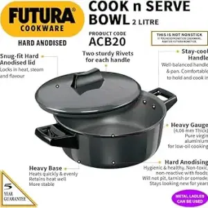 Hawkins Futura Cook & Serve Bowl Sauce Pan | ACB20 | 2L