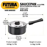 Hawkins Futura Induction Supported Sauce/Milk Pan (Hard Anodized) | IAS15 | 1.5L