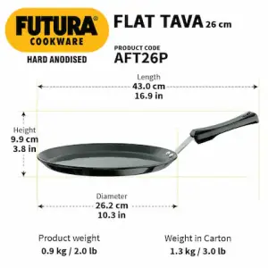 Hawkins Futura Plastic Handle Tawa (Hard Anodized) | AFT26P | 26 cm
