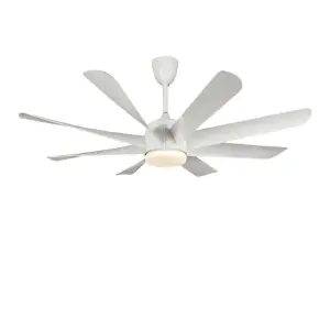 Qulik Helix UL 60"- Modern Decorative Silent ABS Blade Under light with Remote Ceiling Fan (White) Q-6522-W