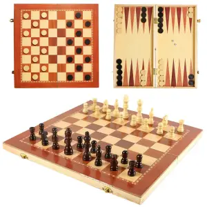 Wooden Chess Board Large - 3 in 1