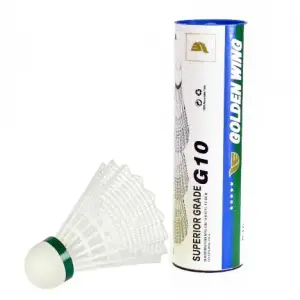 Pack of 6 Pcs Golden Wing G-10 shuttlecock plastic - White