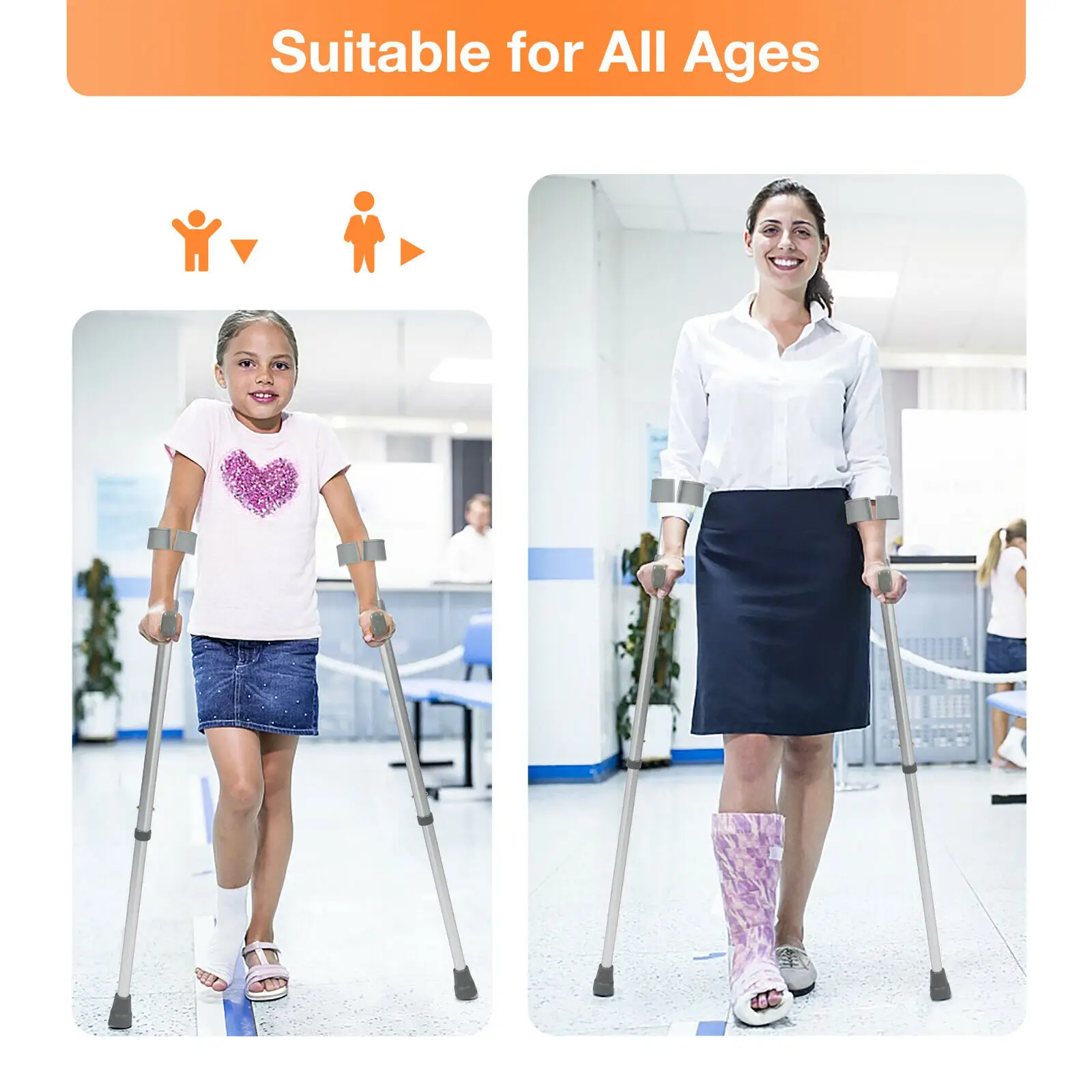 Elbow Crutch Walking Stick Adjustable - Multicolor