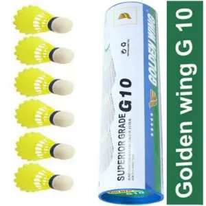 Pack of 6 Pcs Golden Wing G-10 shuttlecock plastic - Yellow