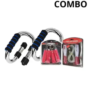 Combo of Push up Bar, Hand Grip and Skipping Rope