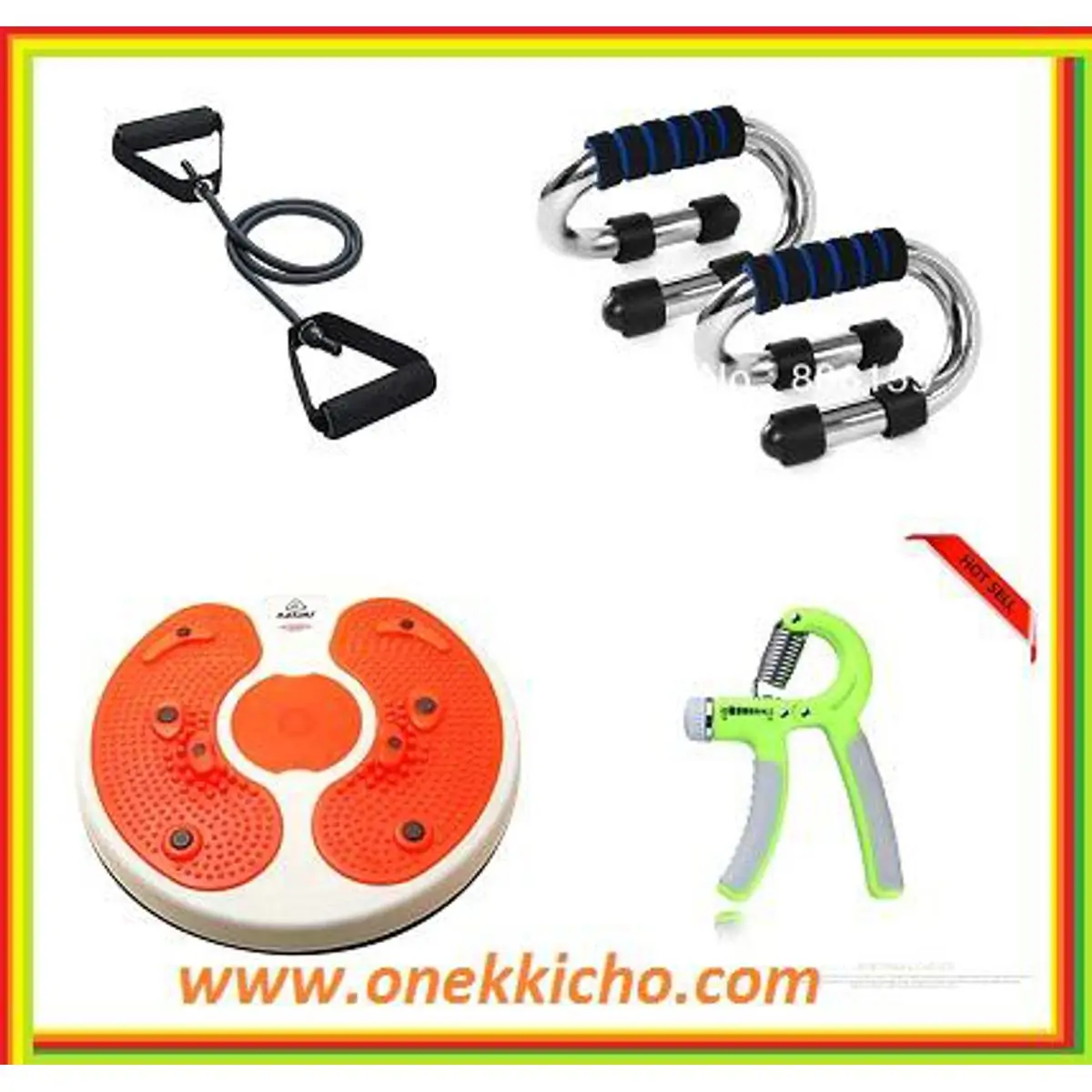 Combo Pack of Push Up Bar, Resistance Band, Figure Twister and A.Hand Grip