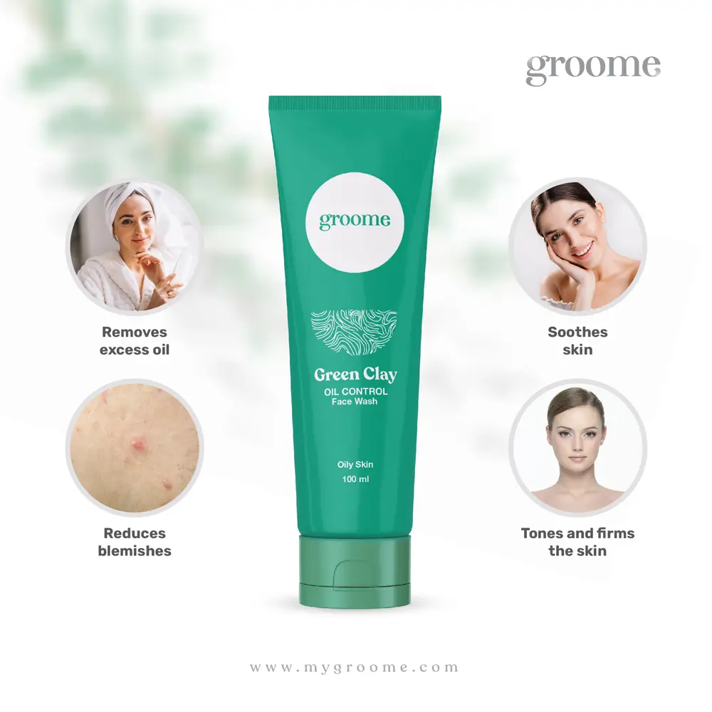 Groome Green Clay Oil Control Face Wash- 100ml