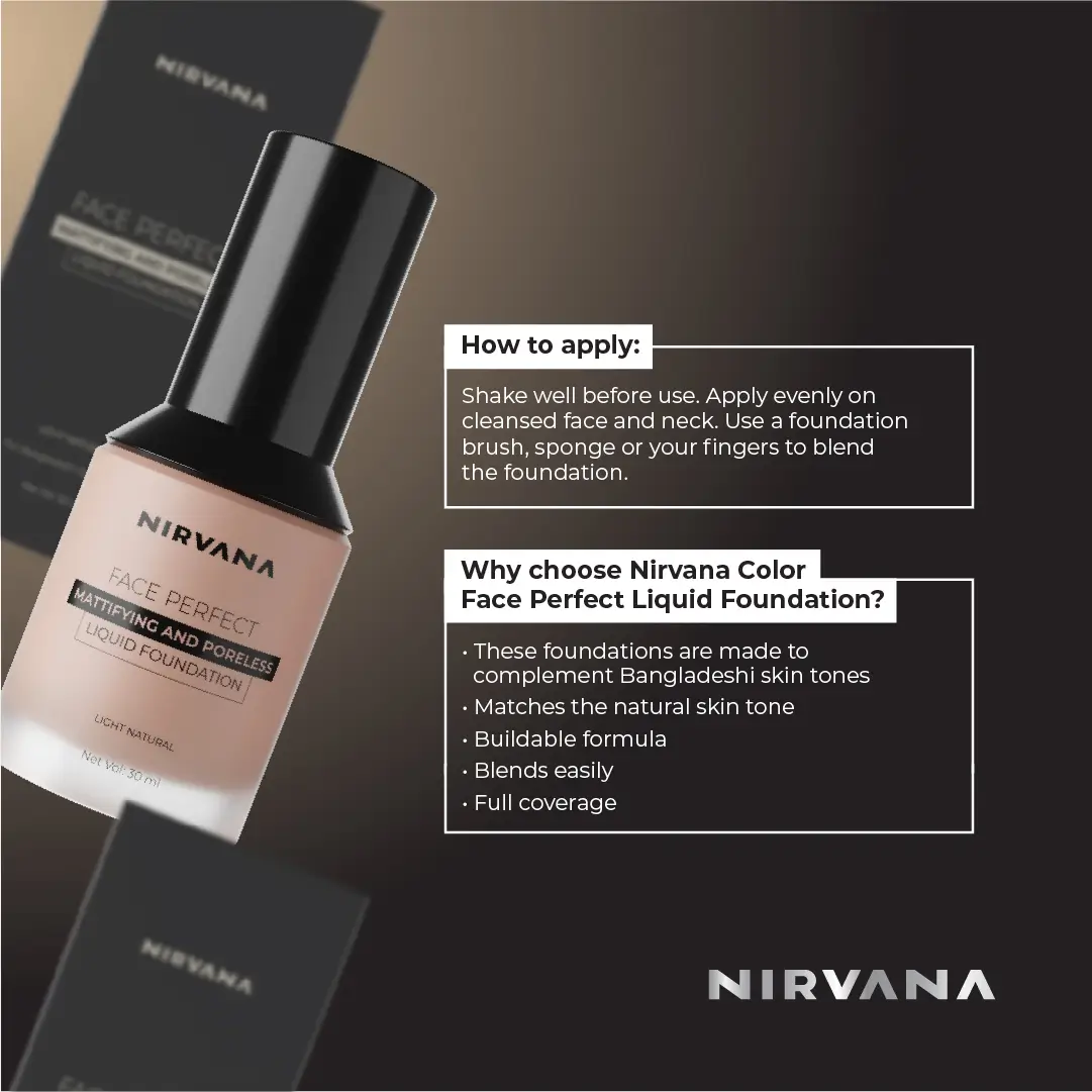 Nirvana Color Face Perfect Liquid Foundation- Light Natural F01 (30ml)